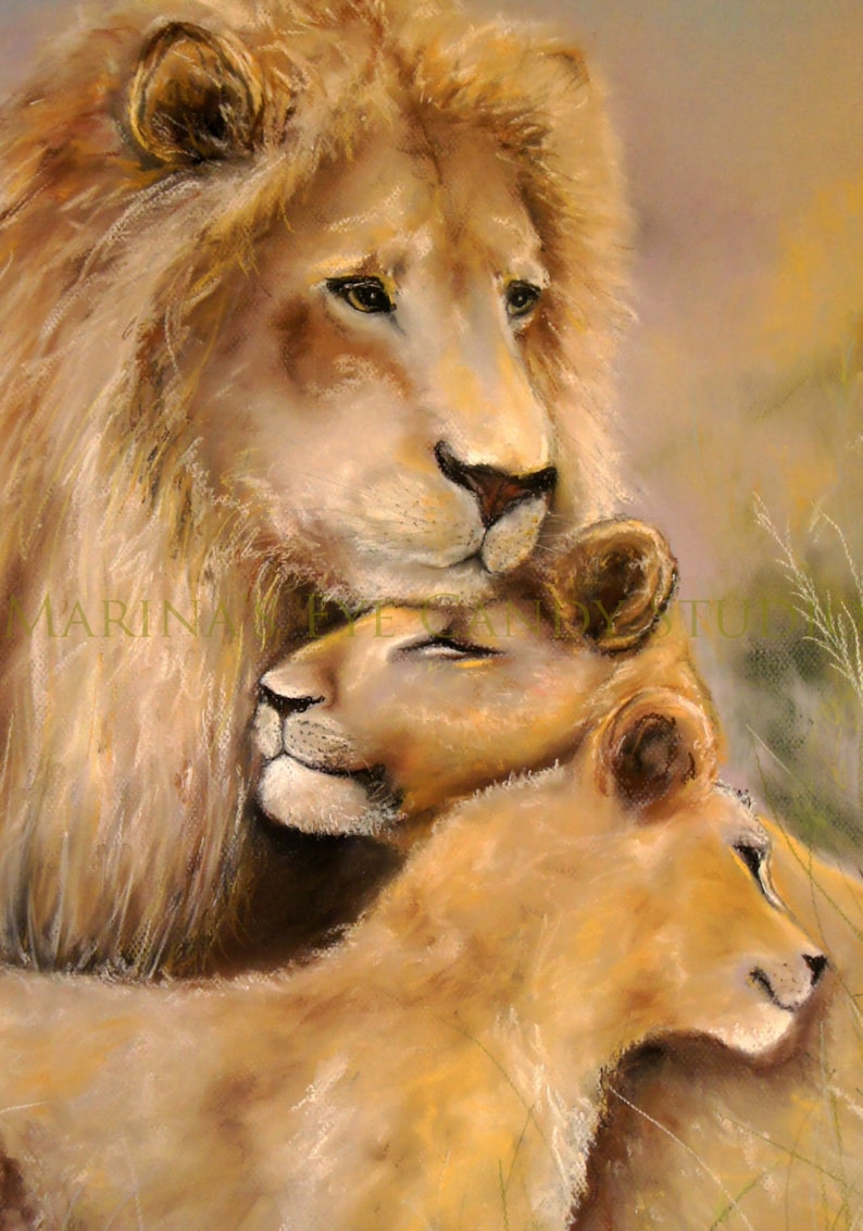 Lion Art Print Lion Painting Safari Lion cub Nursery | Etsy