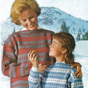 Vintage Nordic Norwegian Knitted Woman or Girl&#39;s Sweater 1974 Dale Yarns