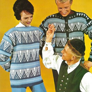 Vintage Nordic Knitted Man and Woman&#39;s Sweater Pattern 1974
