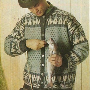 Vintage Nordic Knitted Man&#39;s Sweater Pattern 1974
