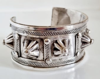 Palestine/Sinaï - Manchette antique en argent de haute qualité de Palestine ou du Sinaï, bracelet palestinien, bracelet du Sinaï, bijoux du Levant, RARE