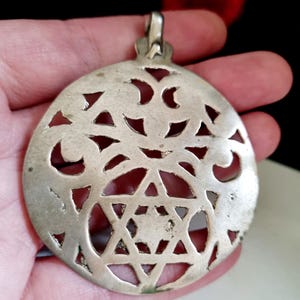 Tunisia - Antique Judeo Berber high grade silver Gamra, berber tunisian amulet, Jewish craftsmanship, North Africa jewelry, VERY RARE