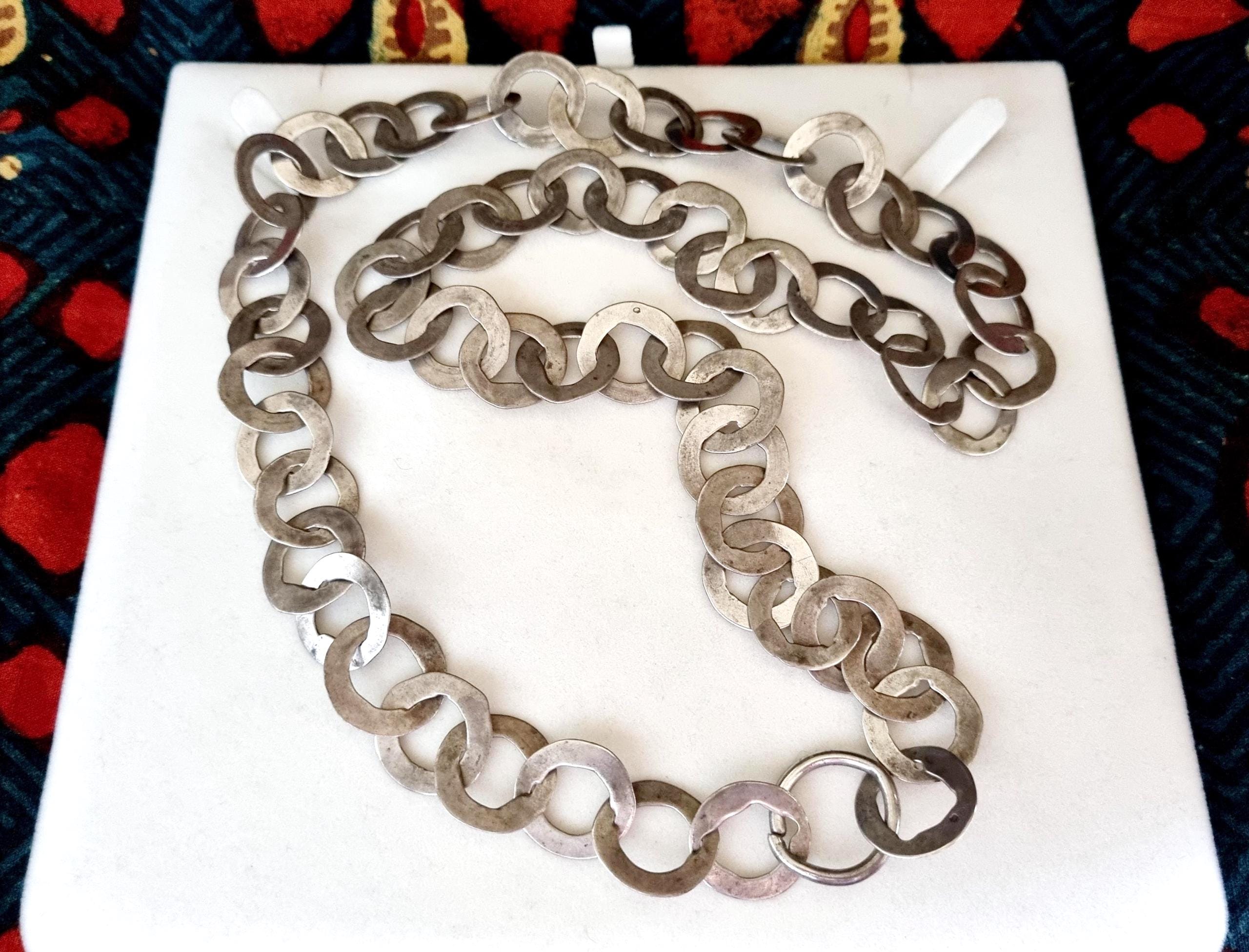 Tunisia - Old High Grade Silver 74 Cm. Long Rihana Chain With