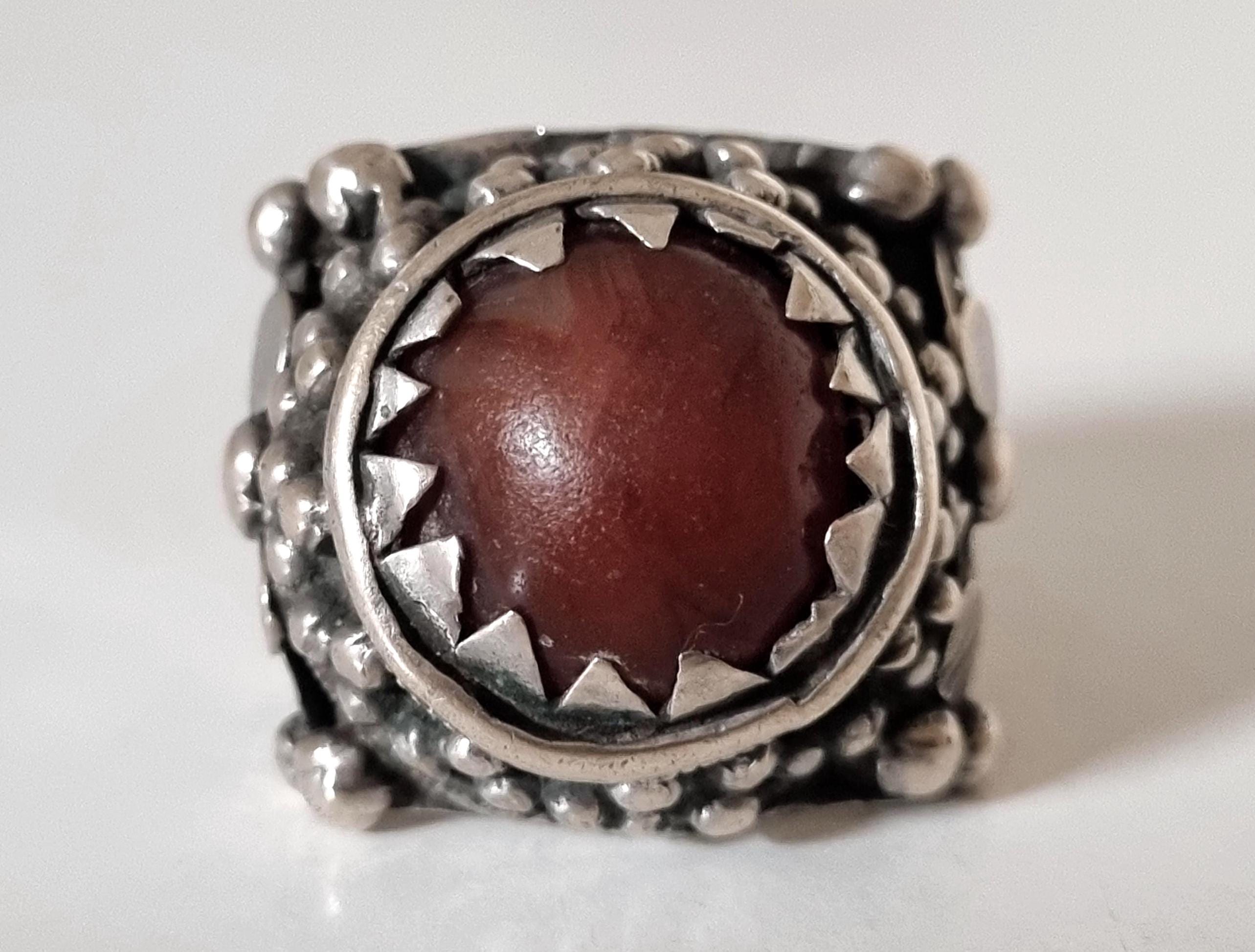 Bague Plaque Or Avec Pierre Carnelian 10x7mm - Taille 54 - Neuf Sans Emballage