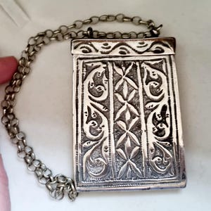 Algeria - Berber hochwertiger Silberamulettbehälter aus der Region Aurès, Chaoui-Schmuck, Algeria-Amuletthalter, Aurès-Schmuck, SEHR SELTEN