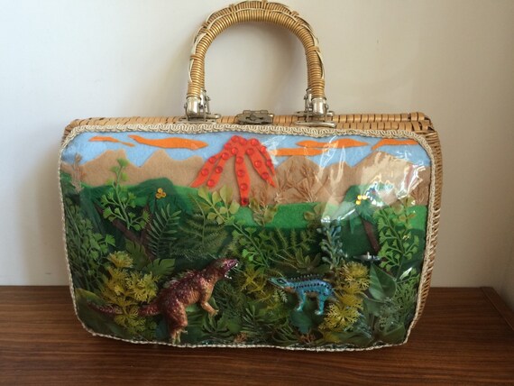Wicker dinosaur basket purse