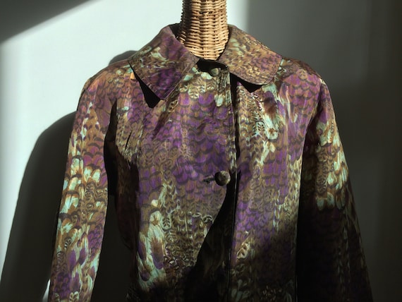 1960's Vintage Feather print reversible raincoat