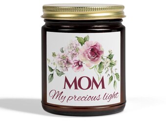 Vela perfumada para el Día de la Madre: cera de coco y albaricoque, regalo floral para mamá