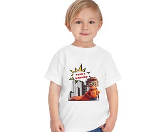 Type 1 Warrior Toddler Tee: Superhero T1D Awareness Shirt