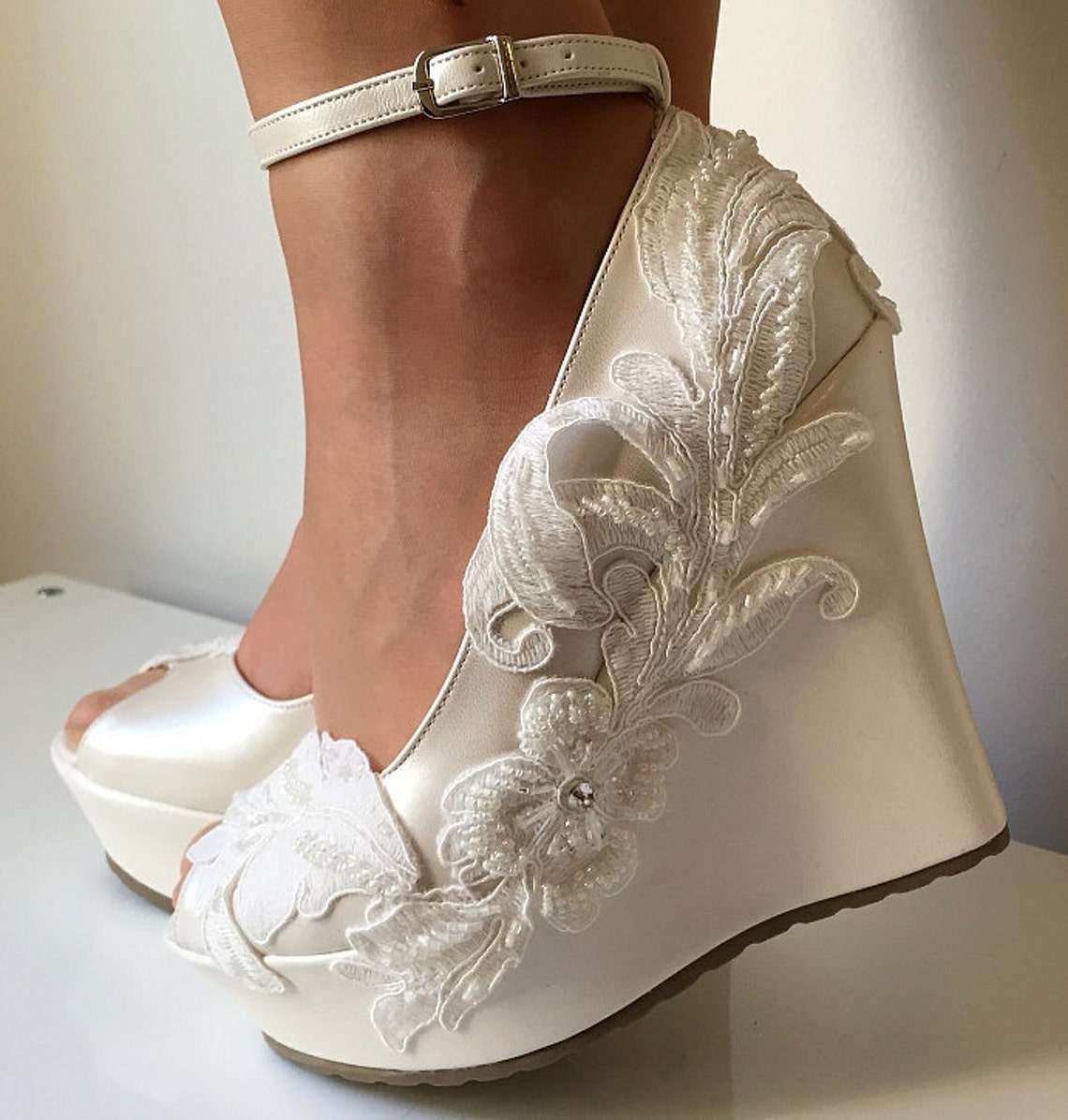 Wedding Wedding Wedge Shoes Bridal Wedge ShoesBridal Etsy