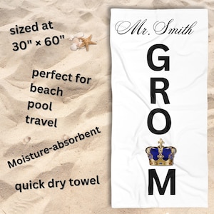 Personalized Beach Towel for Newlyweds, Custom Groom or Bride Gift, Wedding Towel set , Mr and Mrs Beach Accessories, Honeymoon Towel gift