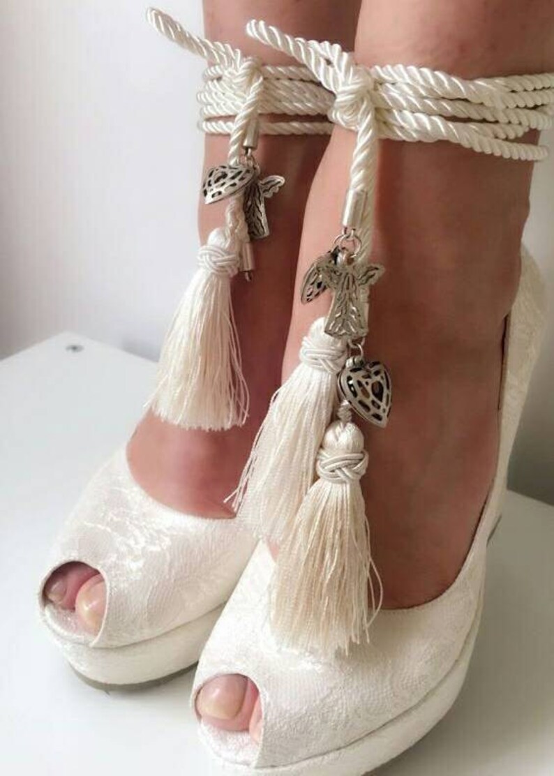 İvory Lace Wedding Wedges Wedges with TasselsIvory Wedges