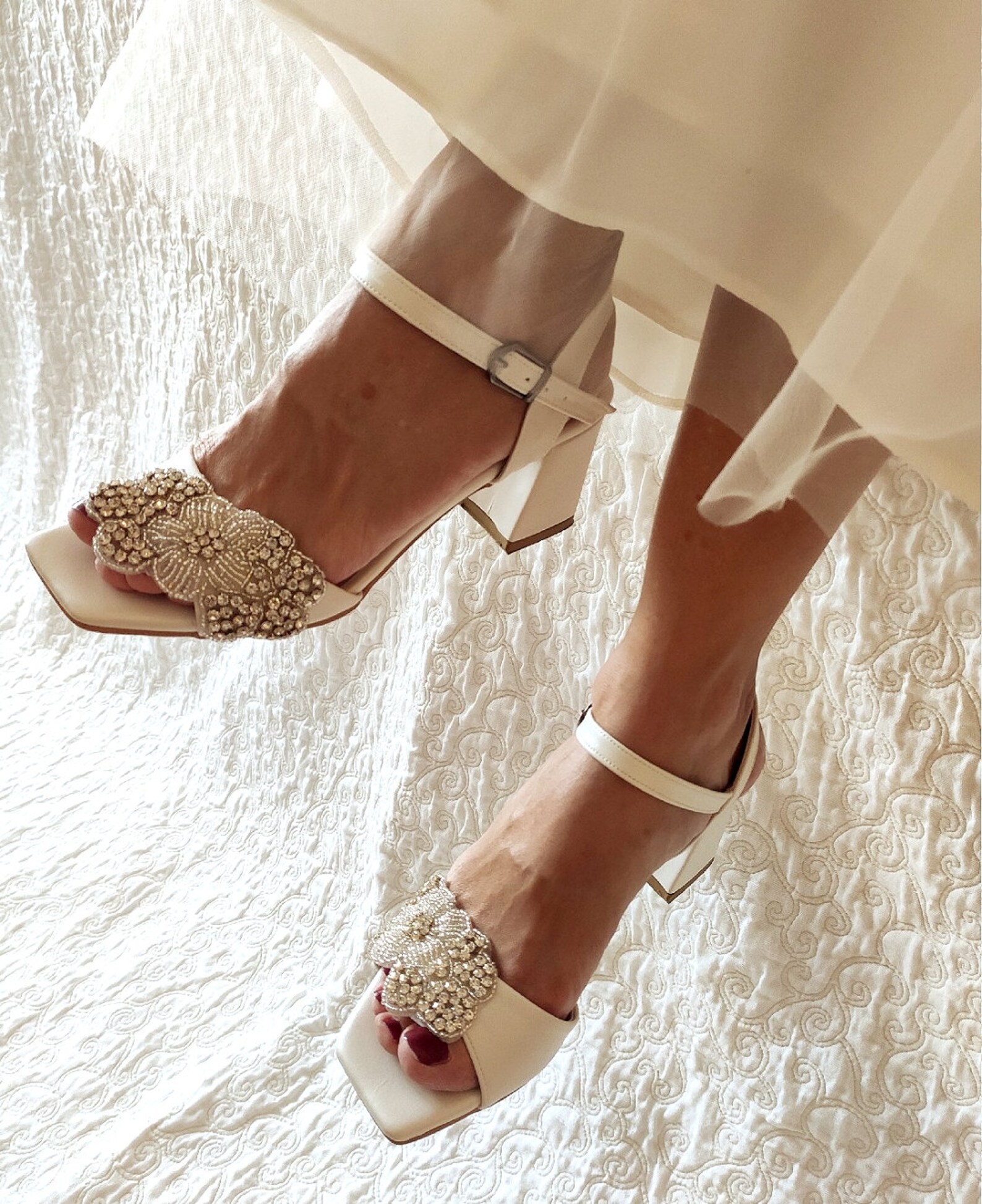 Wedding Shoes Bridal Block Heels Ivory Wedding Shoes Bridal | Etsy