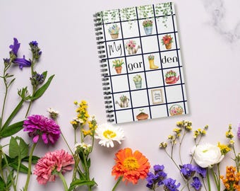 Trädgårdsjournal, anteckningsbok för botanisk bruk, brevpapper för växtälskare, spiralbunden