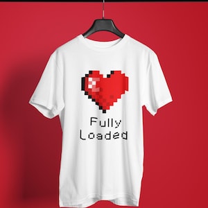 Retro t shirt  Pixel art heart Valentine&#39;s day gift, gamer gift for him, gamer gift for her ,gift for game lovers pixel heart birthday gift