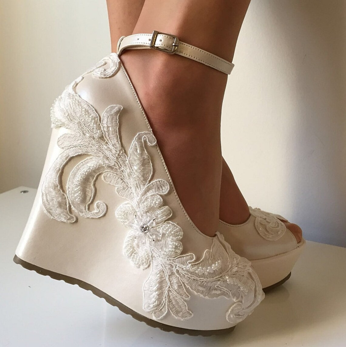 Wedding Wedding Wedge Shoes Bridal Wedge ShoesBridal Etsy