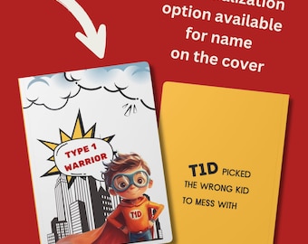 Personalized T1d kids Notebook,  Comic Superhero Journal