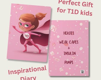 Personalized T1D Journal for kids , Superhero Girl, Diabetes Awareness Gift