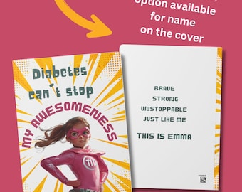 Personalized Diabetic Diary,  Superhero Journal for Kids, Logbook for T1d girls