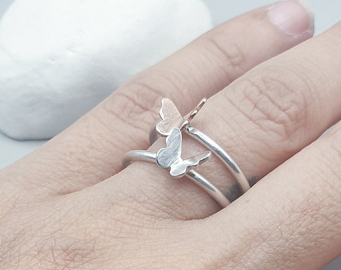 MADE TO ORDER Butterfly Sterling Silver/Copper/Bras Ring