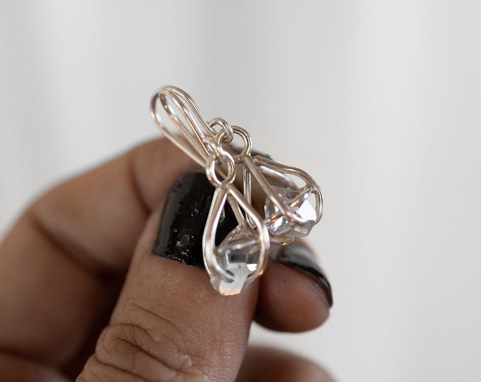 MADE TO ORDER Crystal Tears sterling silver earrings with raw Herkimer Diamonds