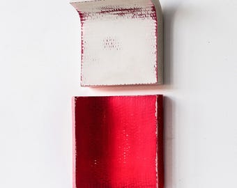 Red and White Minimalist Abstract Wall Art Sculptural Modern Diptych
