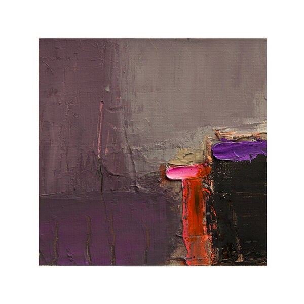 Abstract Painting, Original Wall Art, Miniature Abstract Painting, Purple, Pink & Grey Colors, 10x10 cm (~4x4 inches)