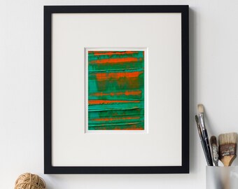 Contemporary Textured Painting in Small Size for Gift and Home Decor, Abstract Horizontal Fields Painting, Original Small Artwork for Wall