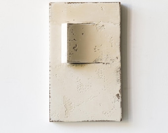Original Minimalist Wall Sculpture, Beige Geometric Relief Object