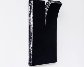 Minimalist Black 3D Wall Sculpture: Contemporary Home Decor, 13x8x3"
