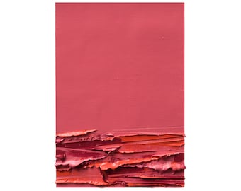 Rood abstract getextureerd schilderij: paletmes minimalistische kunst, 8 x 5,5 inch