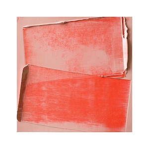 Kleines abstraktes korallenrotes Ölgemälde auf Leinwand, minimalistische moderne Kunst-Wanddekoration, strukturiertes gerahmtes Kunstwerk