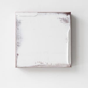 Original White Minimalist Oil Painting – 10&quot;x 10&quot; Textured Canvas Art – Framed Modern Abstract Small Square Wall Décor