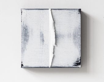 Original Oil Painting – Minimalist White and Black Abstract Textured Modern Wall Art