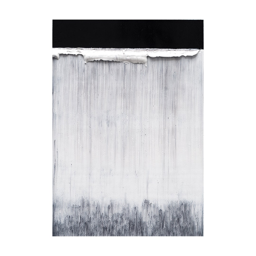 Black and White Minimalist Abstract Oil Painting – Small Framed Modern ...