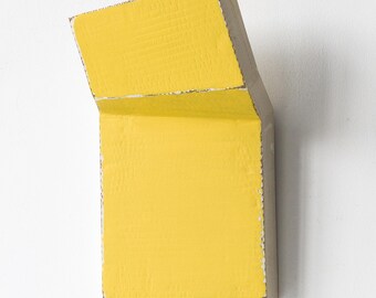 Original Yellow Wall Sculpture, Minimalist Geometric Relief