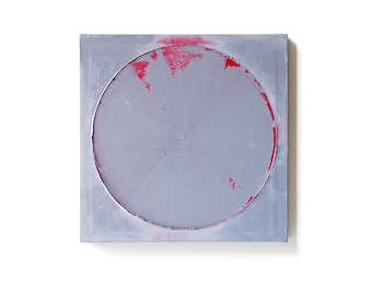 Original Gray Box Painting: Minimalist Oil on Canvas, 13x13x2"