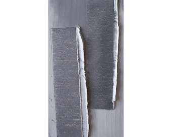 Original Textured Abstract Painting: Monochrome Canvas Art, 8x4"