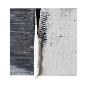 Framed Abstract Oil Painting: Black White Palette Knife Art, 4x4&quot;