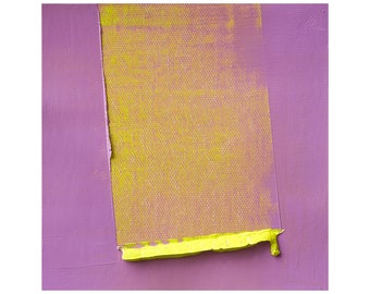 Purple and Yellow Abstract Oil Painting, Small Framed Minimalist Contemporary Art