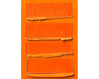 Textured Orange Oil Painting: Small Abstract Modern Art on Wood, 8"x5.5"
