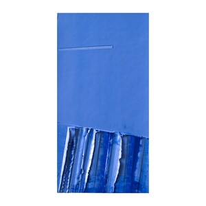 Kleines abstraktes blaues Ölgemälde: Spachtel, moderne Wandkunst