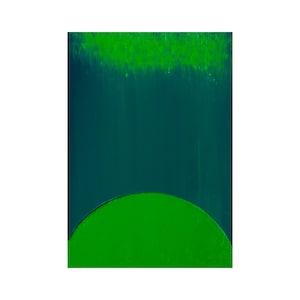 Small Framed Abstract Oil Painting – Green Original Minimalist Wall Art
