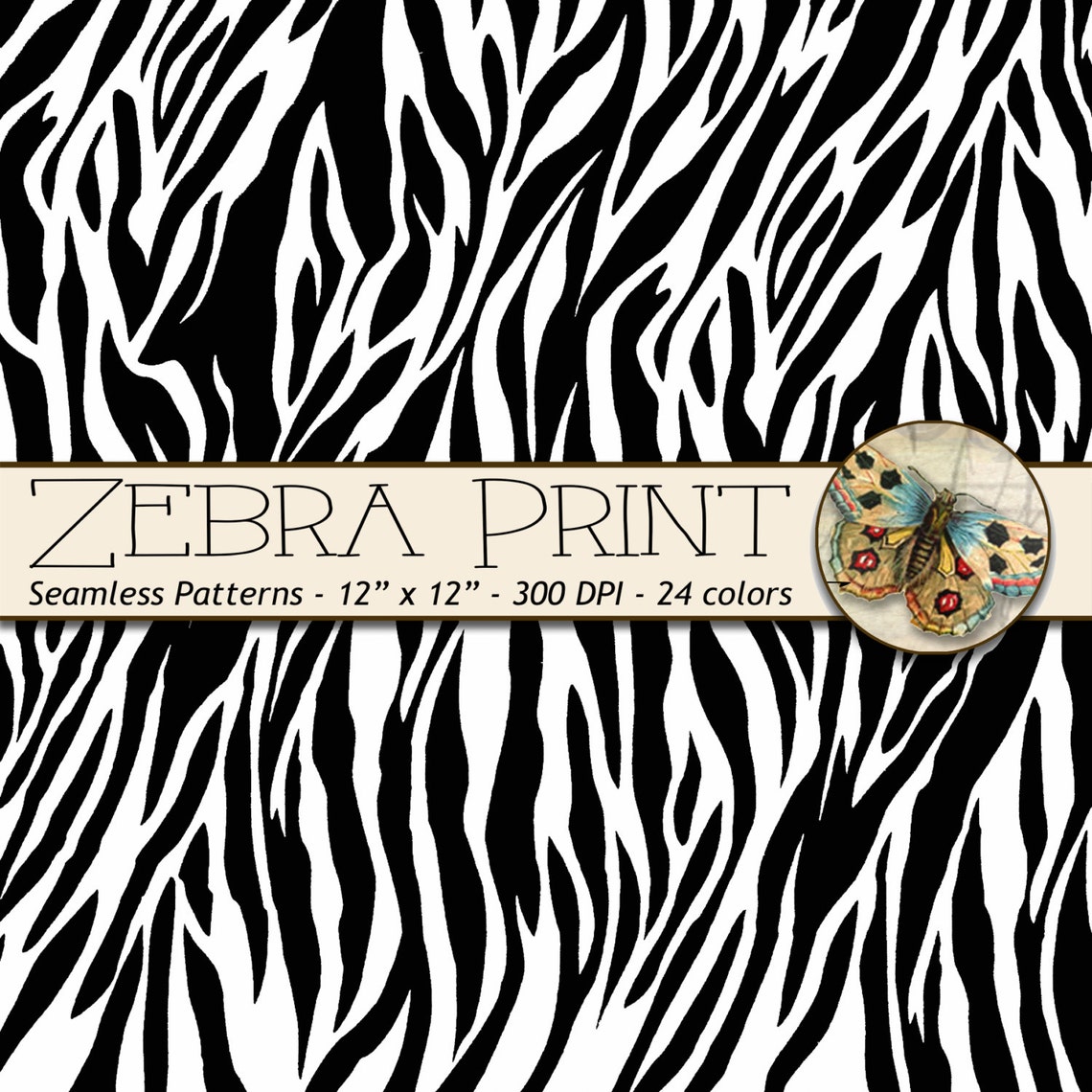 Zebra Print Digital Paper Zebra Print in 24 Bright Colors Etsy