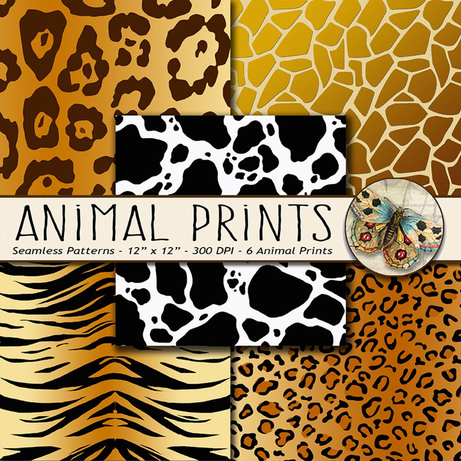Animal Print Digital Paper Jungle Theme Digital Paper Animal Etsy