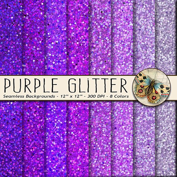 Purple Glitter Digital Paper, Digital Sparkle Paper in Purple