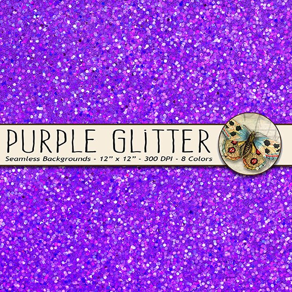 Purple Glitter Digital Paper, Digital Sparkle Paper in Purple ...