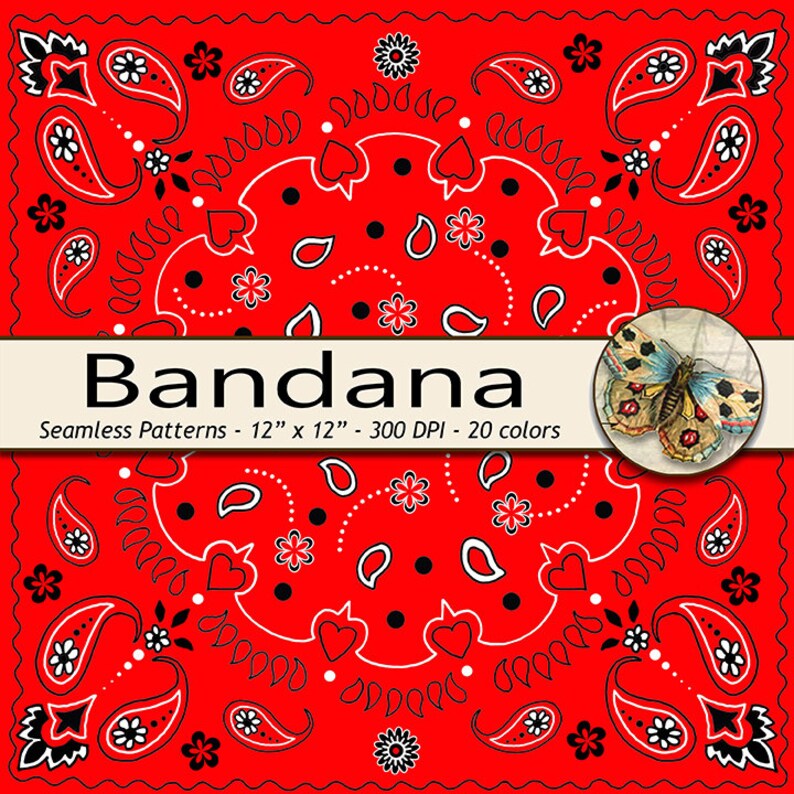 Bandana Digital Paper 20 Rainbow Bandana Papers Hand Drawn Etsy
