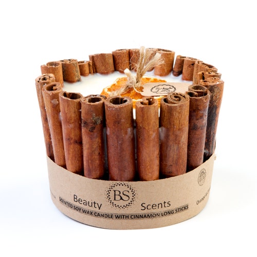 Handmade Scented Natural Candle With Long Cinnamon Sticks Etsy