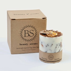 Handmade Scented Natural Candle With Shredded Cinnamon Sticks D 7.5 H 8.5 cm